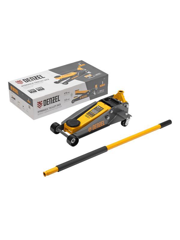 Домкрат гидравлический подкатной, 3 т, 125-470 мм, быстрый подъем, проф. Denzel