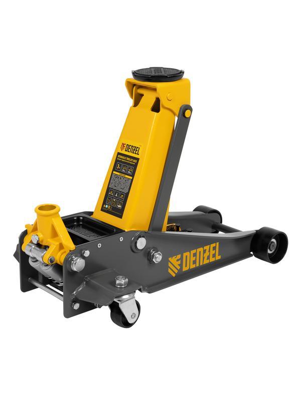 Домкрат гидравлический подкатной, 3 т, 125-470 мм, быстрый подъем, проф. Denzel