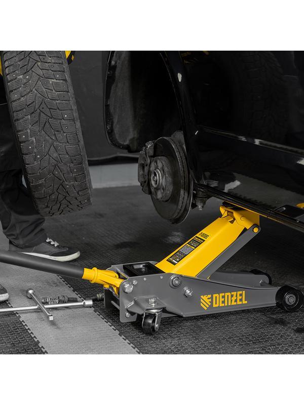 Домкрат гидравлический подкатной, 3 т, 125-470 мм, быстрый подъем, проф. Denzel