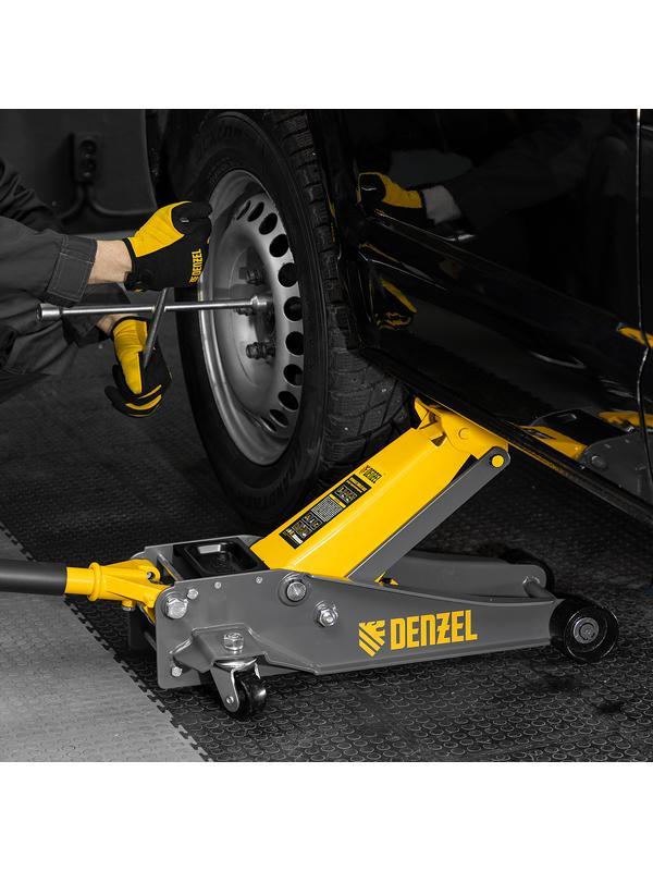 Домкрат гидравлический подкатной, 3 т, 125-470 мм, быстрый подъем, проф. Denzel