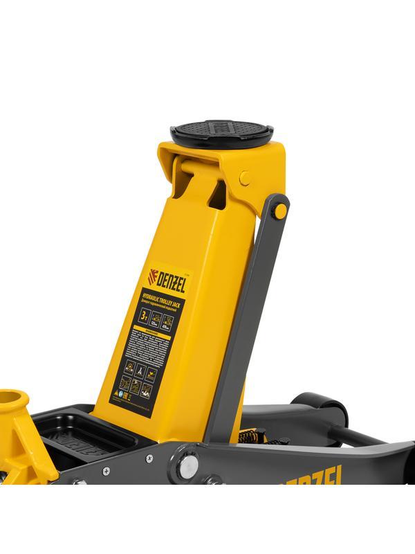 Домкрат гидравлический подкатной, 3 т, 125-470 мм, быстрый подъем, проф. Denzel