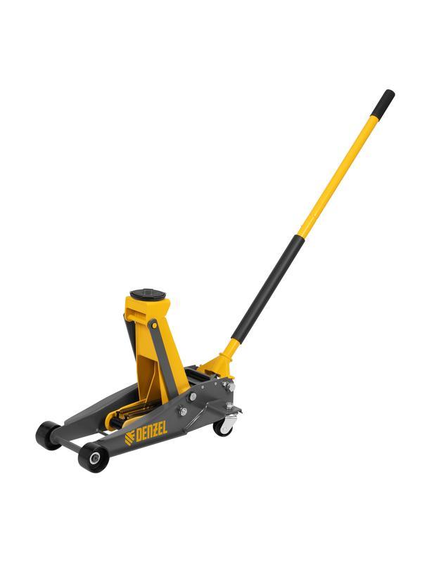 Домкрат гидравлический подкатной, 3 т, 125-470 мм, быстрый подъем, проф. Denzel