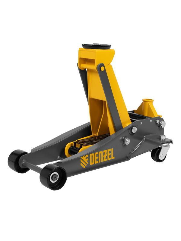 Домкрат гидравлический подкатной, 3 т, 125-470 мм, быстрый подъем, проф. Denzel