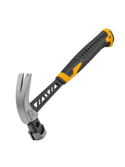 Молоток-гвоздодёр 450 г, цельнокованый,боек с магнитом, двухкомп. обрезин. рук-ка Denzel