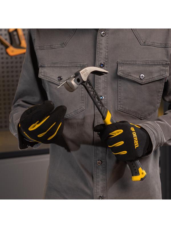 Молоток-гвоздодёр 450 г, цельнокованый,боек с магнитом, двухкомп. обрезин. рук-ка Denzel