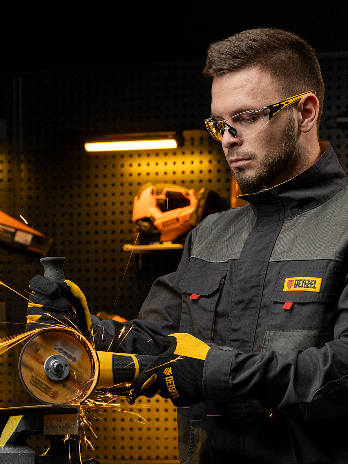 Очки защитные открытые, поликарбонатные, прозрачная линза, 2х комп.дужки Denzel