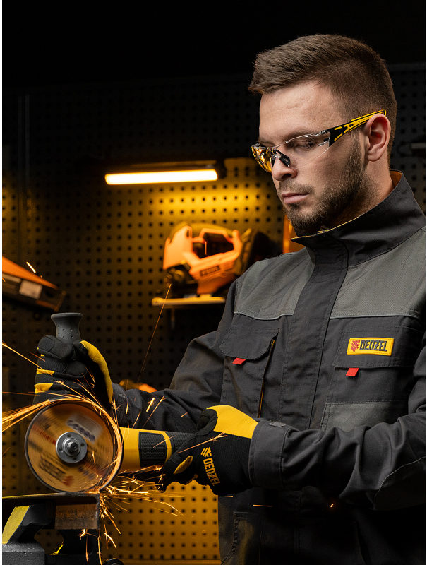 Очки защитные открытые, поликарбонатные, прозрачная линза, 2х комп.дужки Denzel