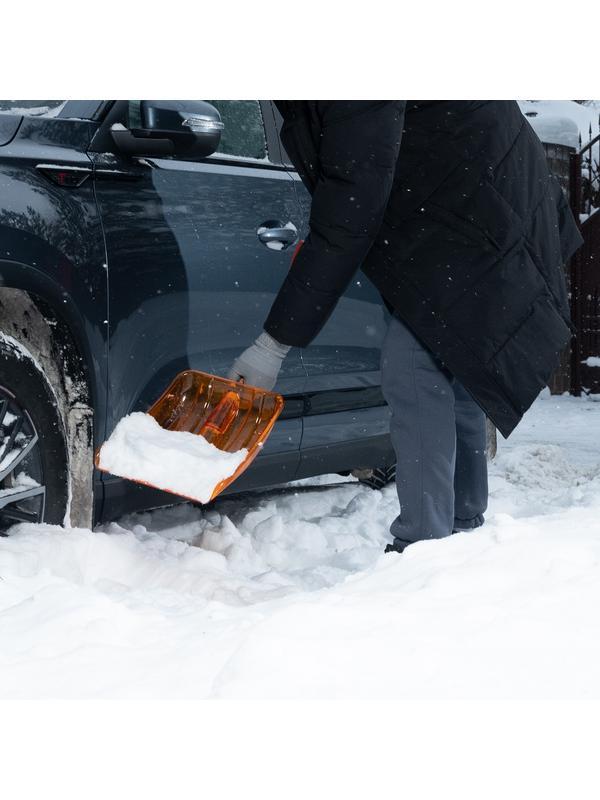 Лопата для уборки снега, поликарбонат, 270х360х840 мм, стальной черенок, усиленная Сибртех