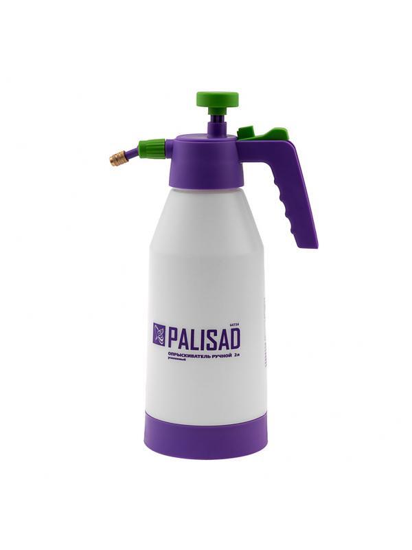 Опрыскиватель ручной, усиленный 2 л, с насосом, поворотный распылитель, клапан сброса давления Palisad