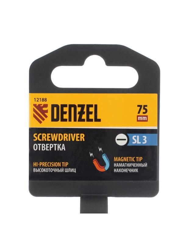 Отвертка SL3х75 мм, CrV, трехкомпонентная рукоятка Denzel