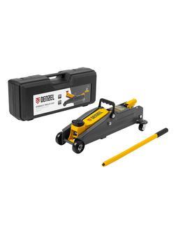 Домкрат гидравлический подкатной, 2 т, 135-385 мм, в пласт. кейсе Denzel