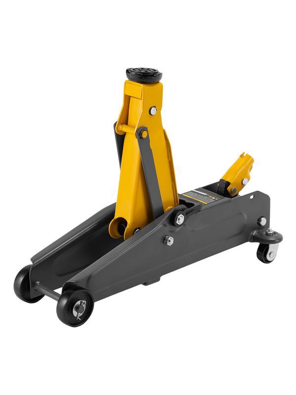 Домкрат гидравлический подкатной, 2 т, 135-385 мм, в пласт. кейсе Denzel