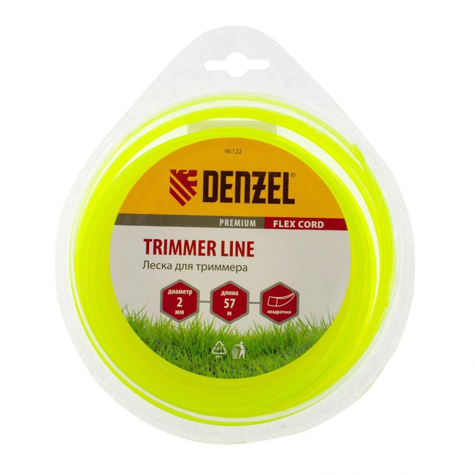 Леска для триммера, квадрат 2 мм х 57 м, блистер Flex cord Denzel