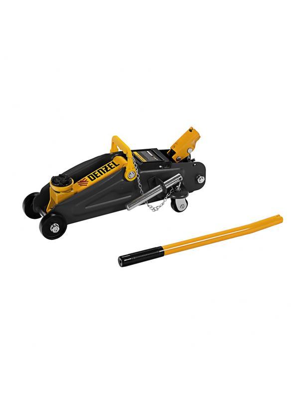 Домкрат гидравлический подкатной с фиксатором, 2 т, 130-330 мм Denzel