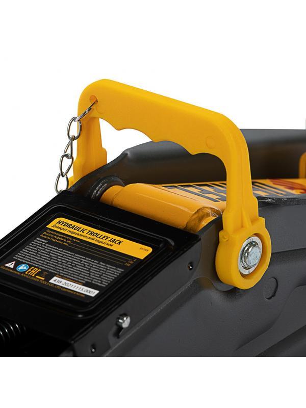 Домкрат гидравлический подкатной с фиксатором, 2 т, 130-330 мм Denzel