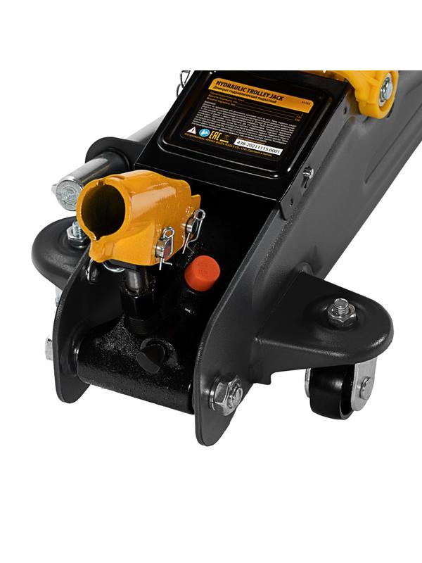 Домкрат гидравлический подкатной с фиксатором, 2 т, 130-330 мм Denzel