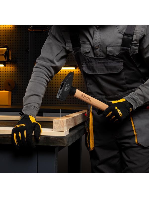 Молоток слесарный, 1000 г, кованый квадратный боек, буковая рукоятка Denzel