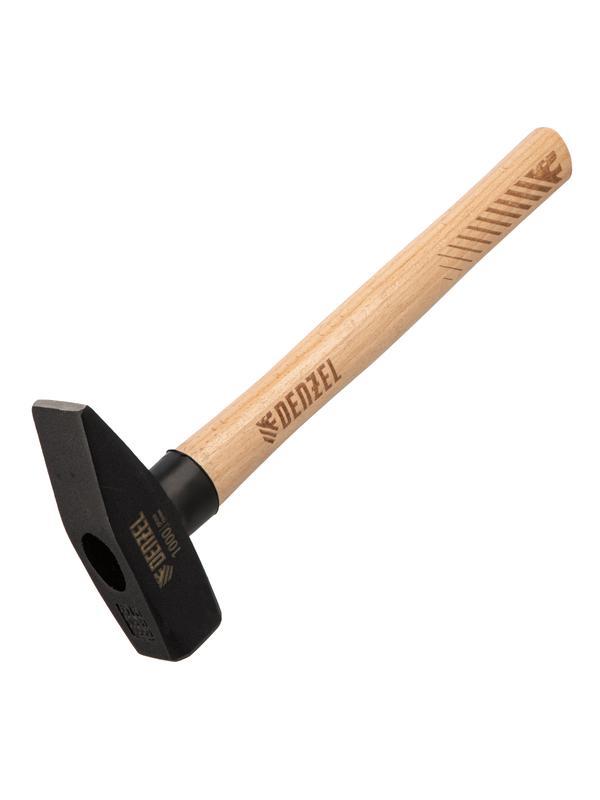 Молоток слесарный, 1000 г, кованый квадратный боек, буковая рукоятка Denzel