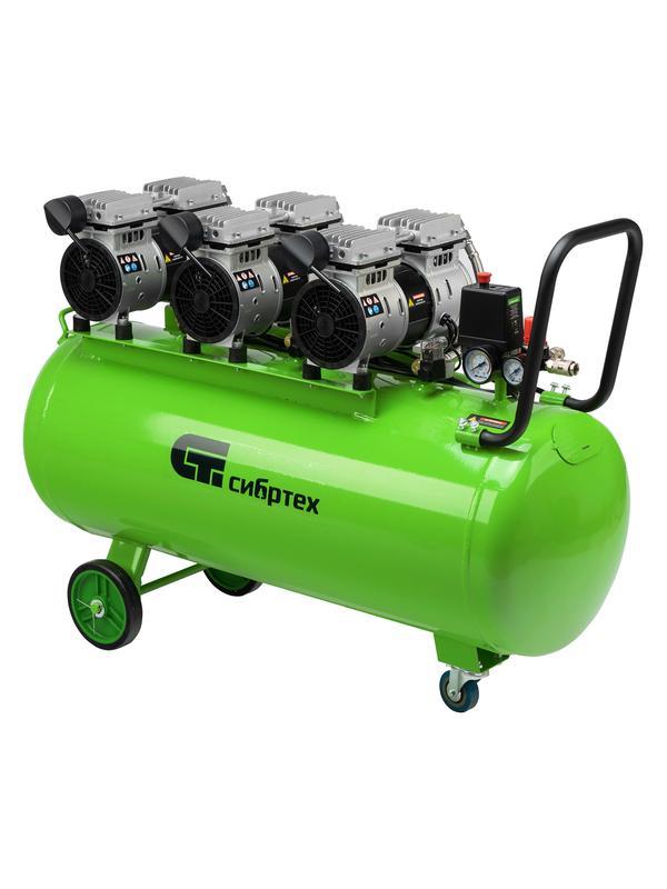 Компрессор безмаслянный малошумный МБ 2250/100, 2250 Вт, 100л, 400 л/мин// Сибртех