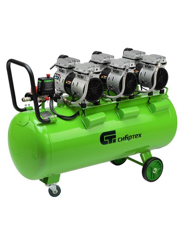 Компрессор безмаслянный малошумный МБ 2250/100, 2250 Вт, 100л, 400 л/мин// Сибртех