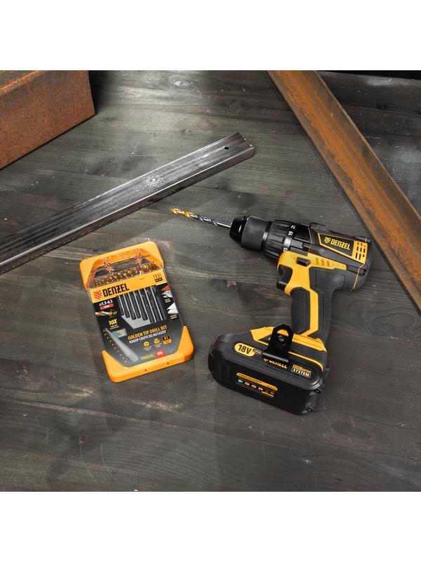 Набор сверл по металлу, 1,5-6,5 мм, HSS-Tin, Golden Tip, 13 шт Denzel