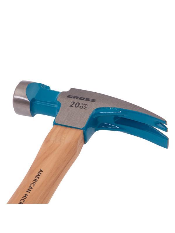 Молоток-гвоздодер,560 г, угол 75, магнит, обрезиненная рукоятка AMERICAN HICKORY // GROSS