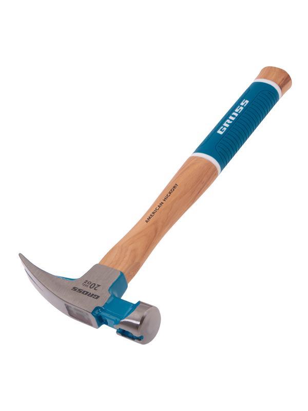 Молоток-гвоздодер,560 г, угол 75, магнит, обрезиненная рукоятка AMERICAN HICKORY // GROSS
