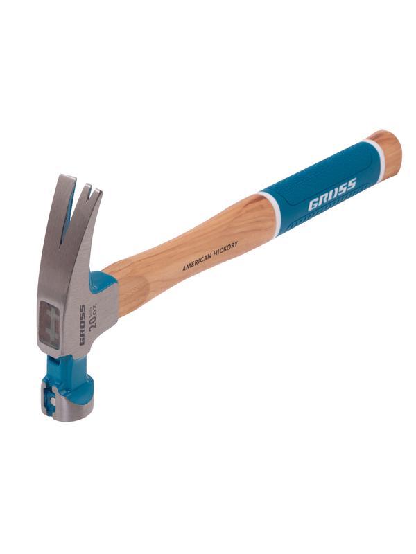 Молоток-гвоздодер,560 г, угол 75, магнит, обрезиненная рукоятка AMERICAN HICKORY // GROSS