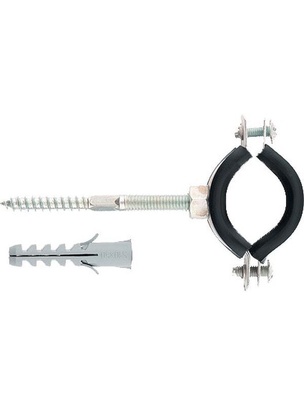 Хомут сантехнический для труб 1, 32-35 мм, с резиновым уплотнением, шпилькой и дюбелем, 1 шт Сибртех