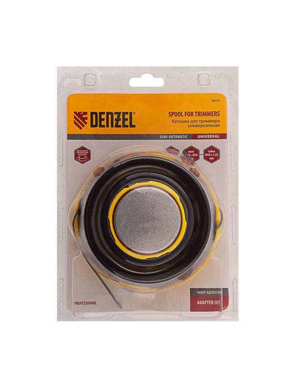 Катушка триммерная полуавтоматическая, легкая заправка лески, гайка M10x1.25, винт M10-M10, подшипник Denzel