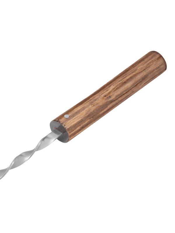 Шампур плоский 650 x 10 x 2,5 мм, с цельной деревянной рукояткой, нержавеющая сталь, Camping Palisad