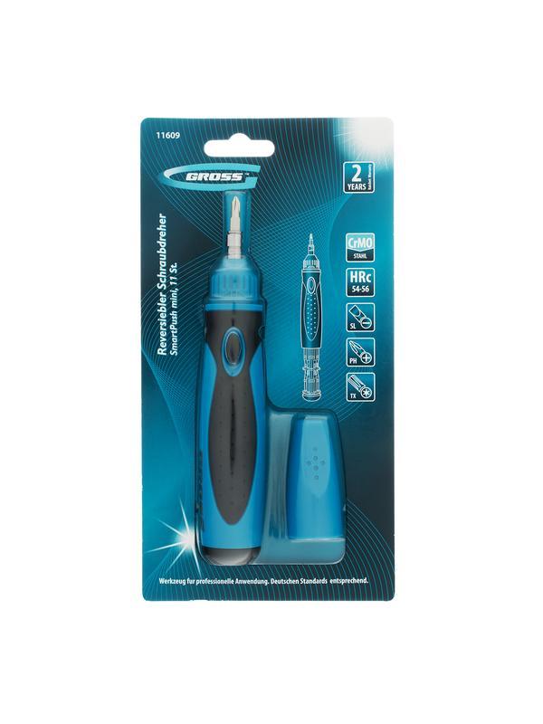 Отвертка реверсивная, механизм SmartPush mini 11 шт, CrMo Gross