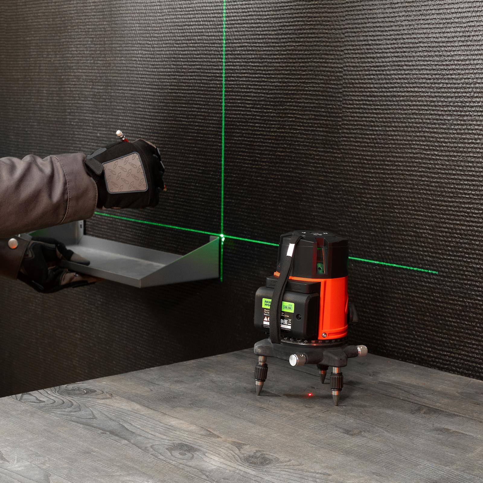 Лазерный уровень CRL-30G, 30 м, зеленый луч, акк. Li 2400 mah, резьба 5/8