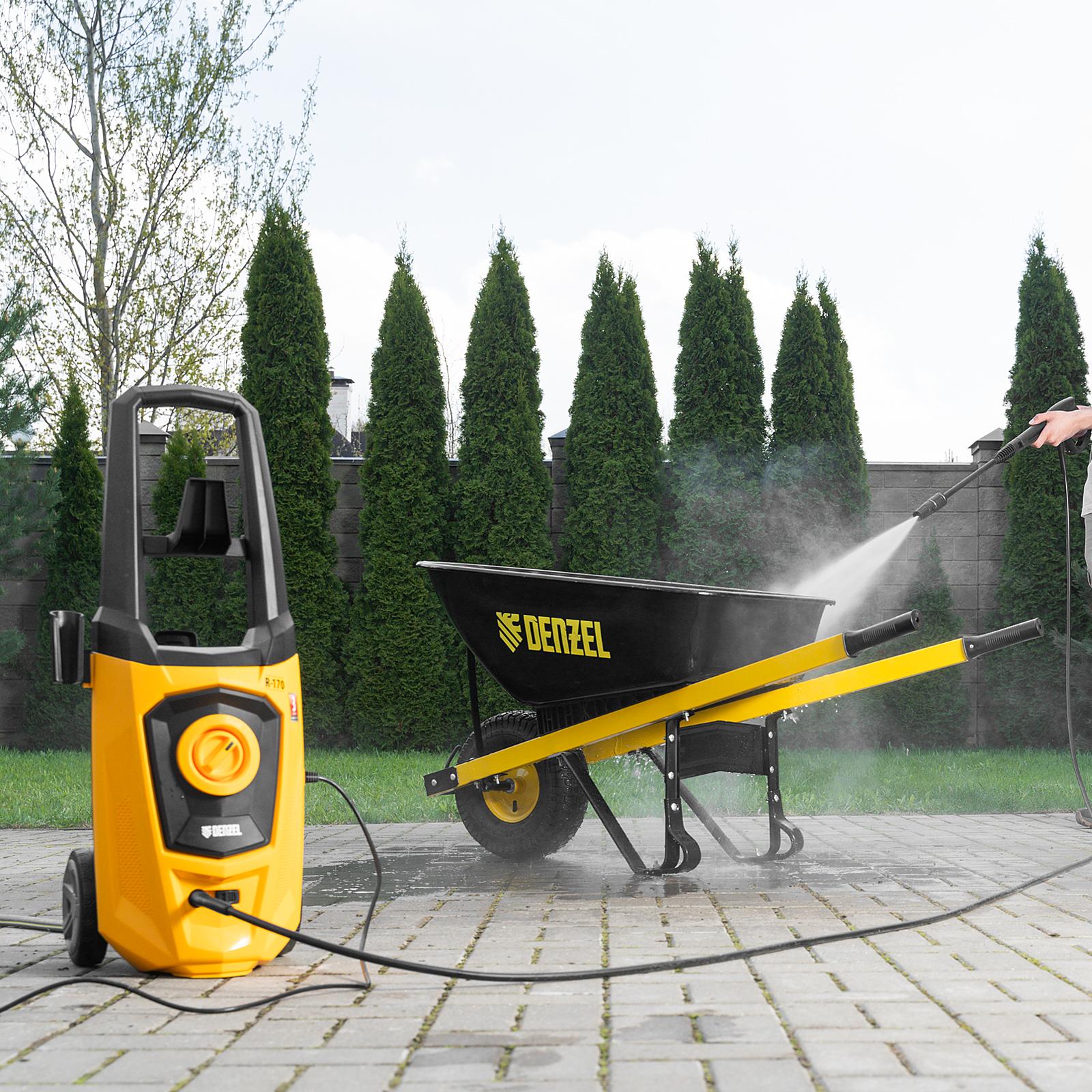 Моечная машина высокого давления R-170, 2000 Вт, 170 бар, 360 л/ч, колесная// Denzel