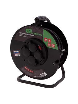 Удлинитель силовой 30 м, 16А, тип УХз16, КГ 3 x 1.5 мм, на стальной катушке, 4 розетки Сибртех