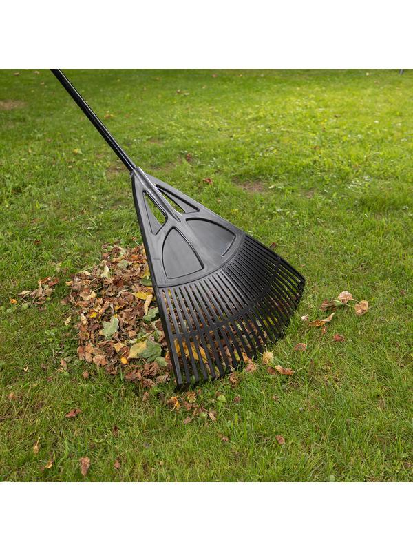 Грабли веерные пластиковые, 620 х 1750 мм, 27 плоских зубьев, алюминиевый черенок, Россия, Palisad