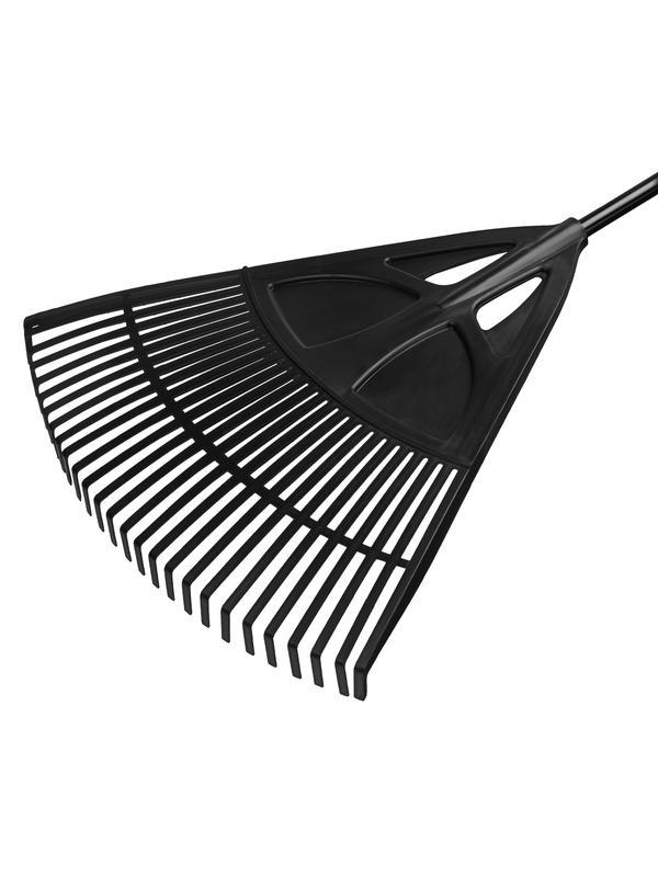 Грабли веерные пластиковые, 620 х 1750 мм, 27 плоских зубьев, алюминиевый черенок, Россия, Palisad