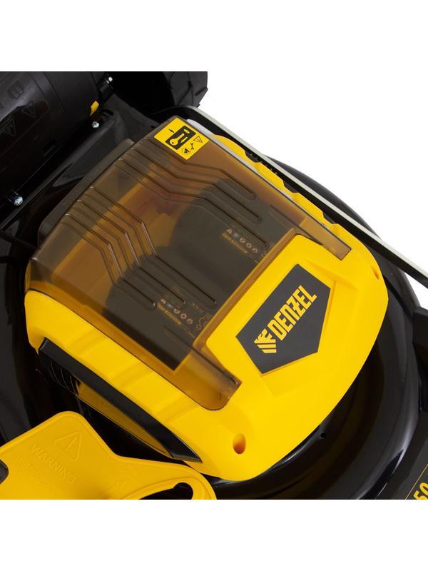 Газонокосилка аккумуляторная бесщеточная RLM450-36, Li-ion, 36 В, 4 Ач, 450 мм, травосборник 40 л Denzel