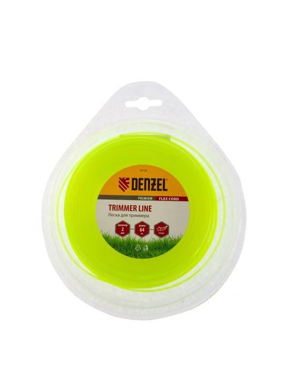 Леска для триммера, звезда 2 мм х 64 м, блистер Flex cord Denzel