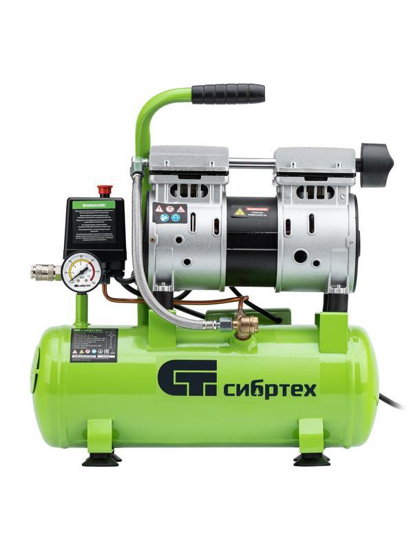 Компрессор безмаслянный малошумный МБ 750/10,750 Вт, 10 л, 150 л/мин// Сибртех