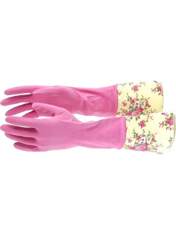 Перчатки хозяйственные латексные с манжетой, S, Elfe