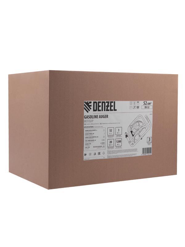 Мотобур DX-52, объём двигателя 52 см3, соединение 20 мм, без шнека Denzel