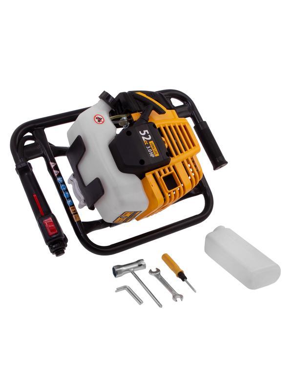 Мотобур DX-52, объём двигателя 52 см3, соединение 20 мм, без шнека Denzel