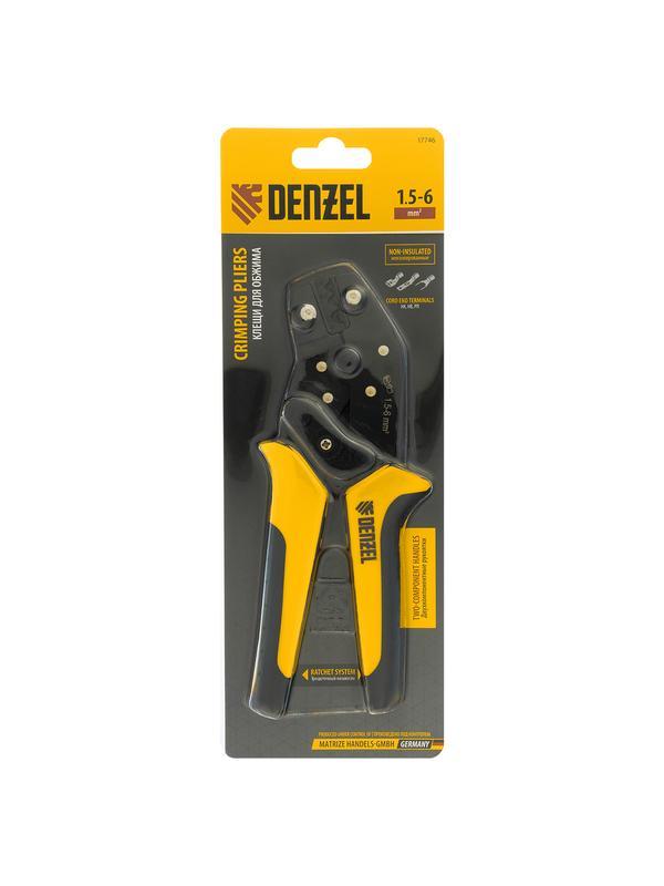 Клещи для обжима неизолированных наконечников НК и НВ, разъемов РП, 1,5 - 6 мм2 Denzel