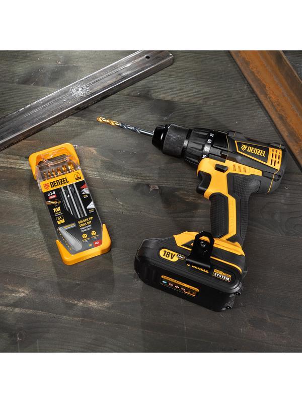 Набор сверл по металлу, 2-3-4-5-6-8 мм, HSS-Tin, Golden Tip, 6 шт Denzel