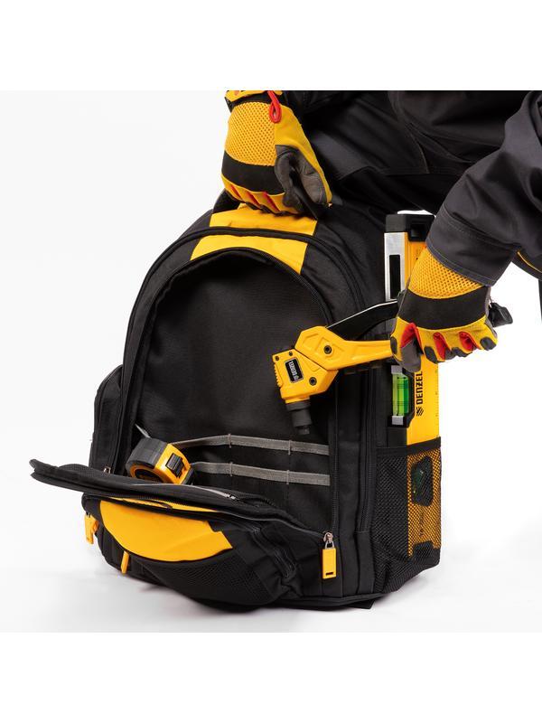 Рюкзак для инструмента, 365х190х430 мм, 3 отделения, 26 карманов// Denzel