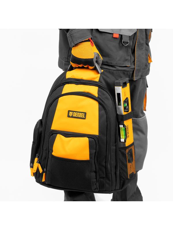 Рюкзак для инструмента, 365х190х430 мм, 3 отделения, 26 карманов// Denzel