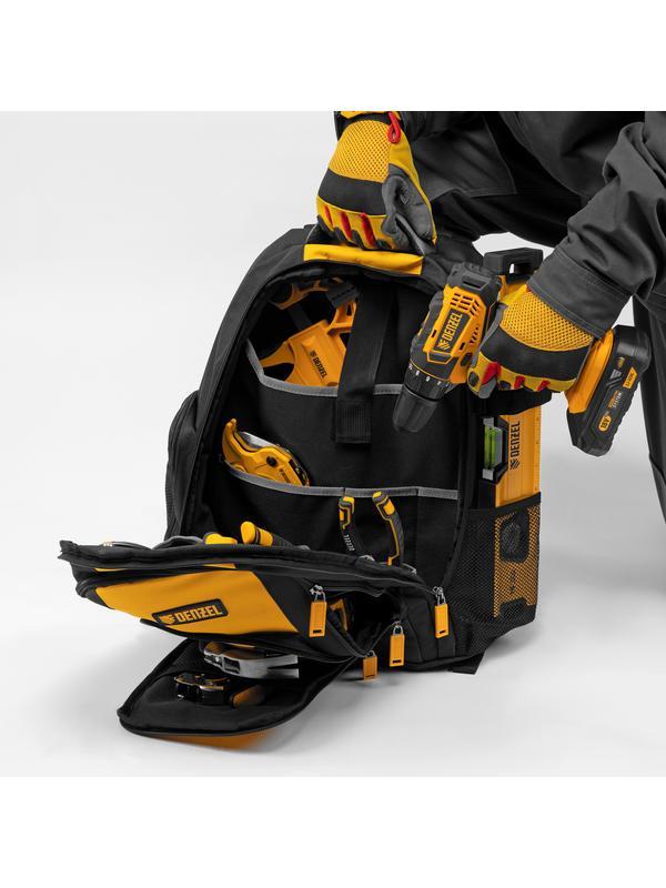 Рюкзак для инструмента, 365х190х430 мм, 3 отделения, 26 карманов// Denzel