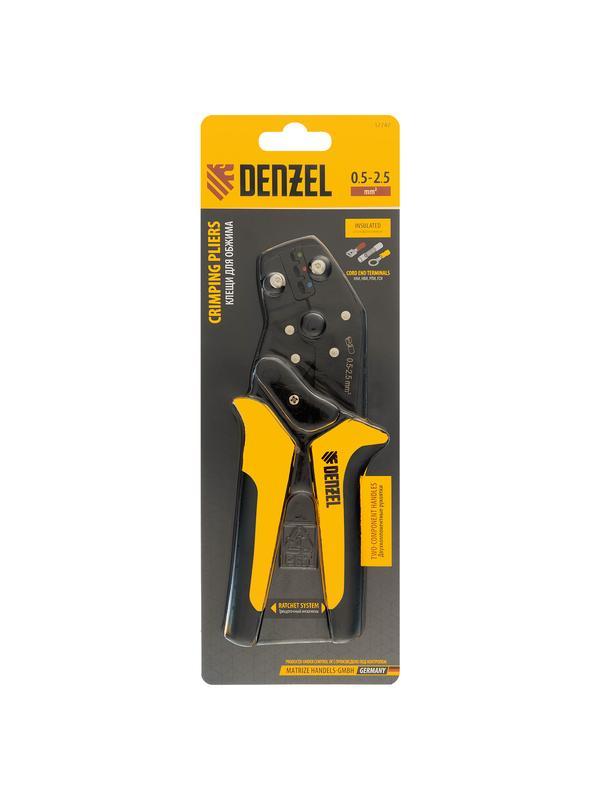 Клещи для обжима изолир. наконечников НКИ и НВИ, разъемов РПИ, гильз ГСИ, 0,5 - 2,5 мм2 Denzel