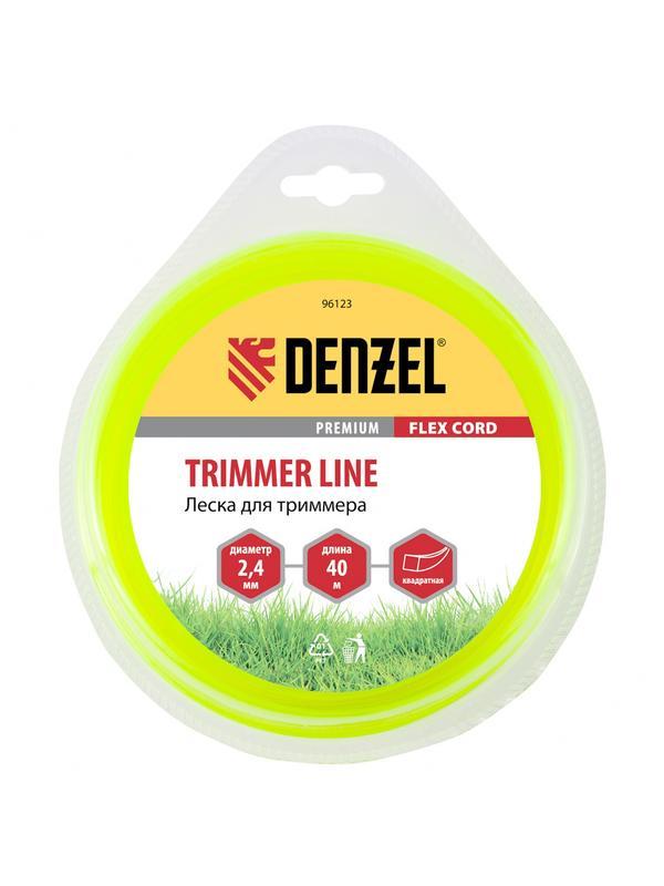 Леска для триммера, квадрат 2.4 мм х 40 м, блистер Flex cord Denzel